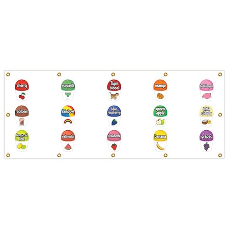 Signmission 15 Flavors Snow Cone Banner Heavy Duty 13 Oz Vinyl with Grommets B-120 15 Flavors Snow Cone
